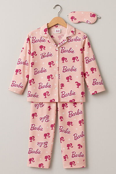 Beka Kids Patterned Long Sleeve Buttoned Front Shirt Collar Girls' Pajama Set 100% Cotton and Glasses