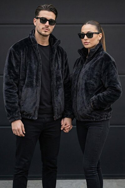 Delpino Unisex Γυναικείο Ανδρικό Μπουφάν Ζευγάρι Πλεστό Μισό oversized Παλτό