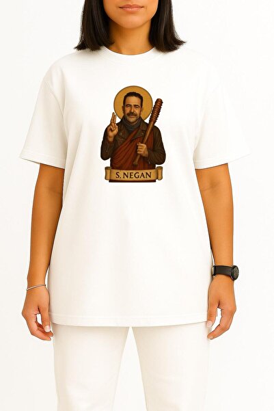 Bahriyeli Collection Oversized S. Negan Twd Foreign Series Chest Printed Unisex T-Shirt