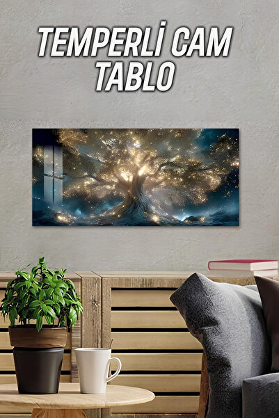 kutuTR 3D Görünümlü Temperli Cam Tablo –Fantastik Ağaç Duvar Süsü UV Baskı 60...