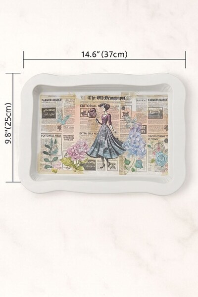 Reoona Retro Floral Pattern Metal Serving Tray – Stylish Kitchen & Presentation Tray