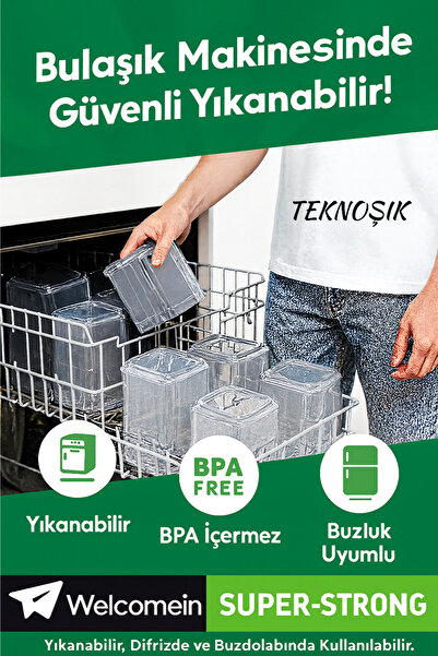 Teknoşık 24-Piece Leakproof Square Food Storage Container Set – 550/1200/1750 ml Bpa-Free Kitchen Organizer