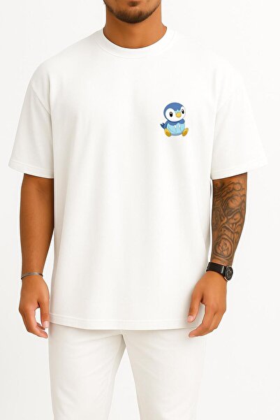 Bahriyeli Collection supradimensionat Piplup Pocket cu imprimeu Unisex tricou
