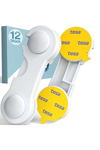 CEDA HOME Set of 15 Universal Child Safety Latches for Cupboard Doors, CEDA HOME, Tesa Adhesive, Plastic