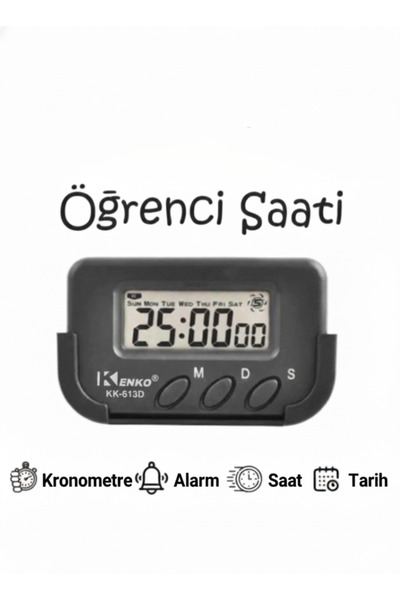 TRENDPİX Dijital Masa Saati Pomodoro Öğrenci Saati Alarmlı + Kronometreli+ Takvim Çok İşlevli