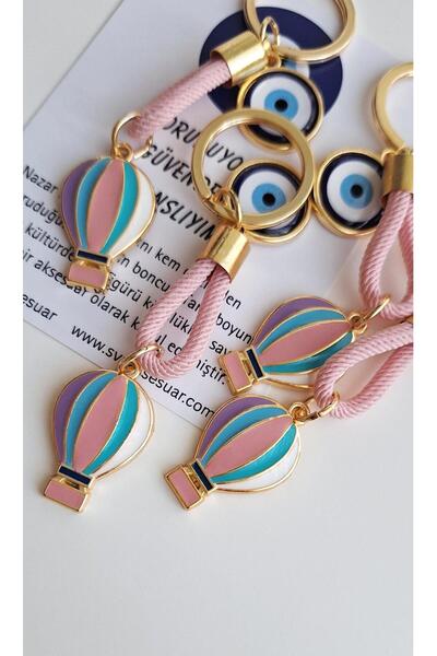 Svc Aksesuar Gift Liberty Symbol Balloon Evil Eye Beaded Keychain - Pink 9 cm