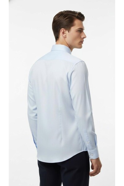 Plus Scorpion Чоловіча біло-синя сорочка Slim Fit – Plus Scorpion, офісний та повсякденний стильний комплект, не потребує прасування