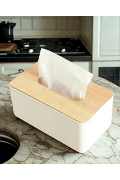 NiHaLCo 2-Piece Bamboo Lid Napkin Holder Presentation Holder Decorative Desktop Organizer Napkin Box