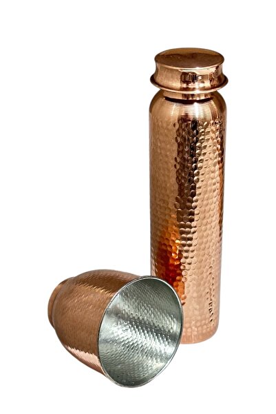 gulflower nude 100% Pure Copper Flask and Cup Handmade Set Hammer Model