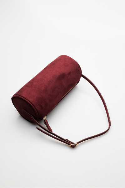 Shkup Borda Suede Cylinder Model Zipper Closure Women's Hand and Shoulder Bag
