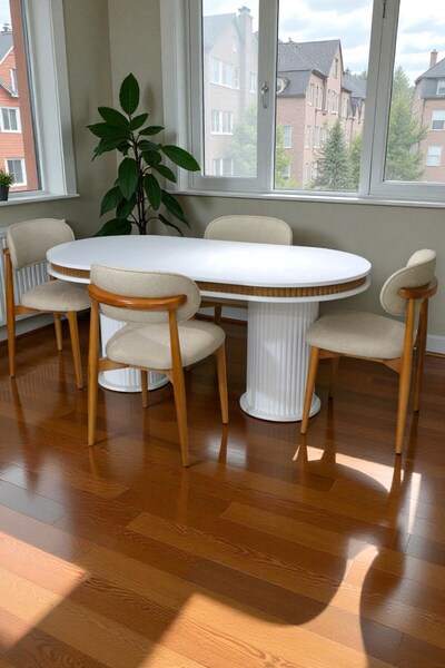 baresmu Bohem İskandinav Masa Sandalye Takımı – 4 Adet Polo Sandalye – Beyaz ...