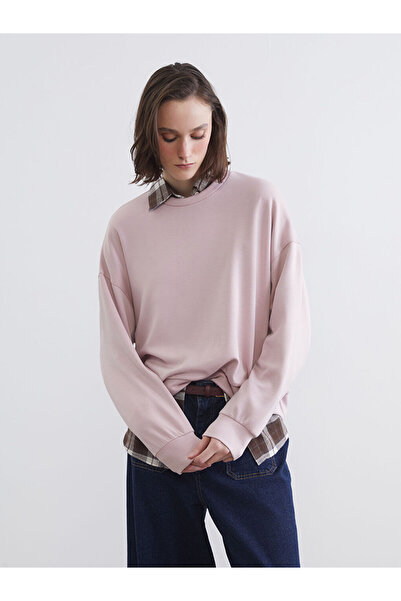 LC Waikiki Γυναικείο φούτερ Pink Crew Neck Oversize