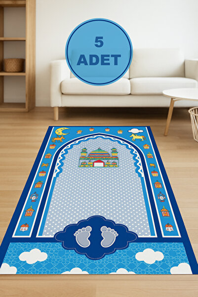 uhtico 5 bucăți albastru decorativ digital cu imprimeu anti-alunecare educațional pentru copii mici covor de rugăciune cadou 45x90cm