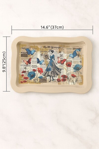 Reoona Retro Floral Pattern Metal Serving Tray – Stylish Kitchen & Presentation Tray