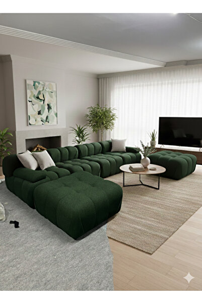 Artex Hazzy 6 modül köşe takımı bukle yeşil