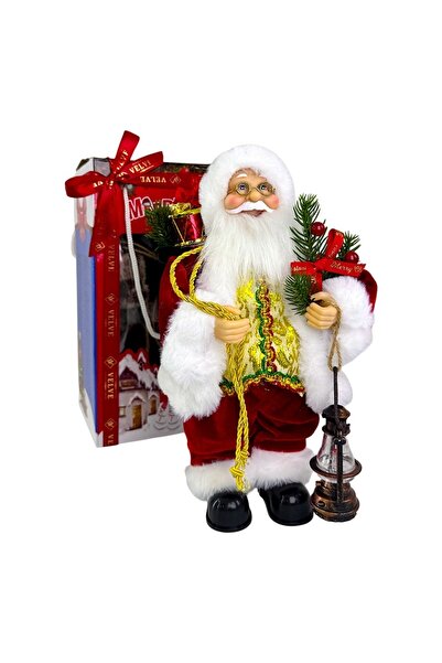 velve Mos Craciun animat care canta si danseaza, cu felinar si saculet cu cad...