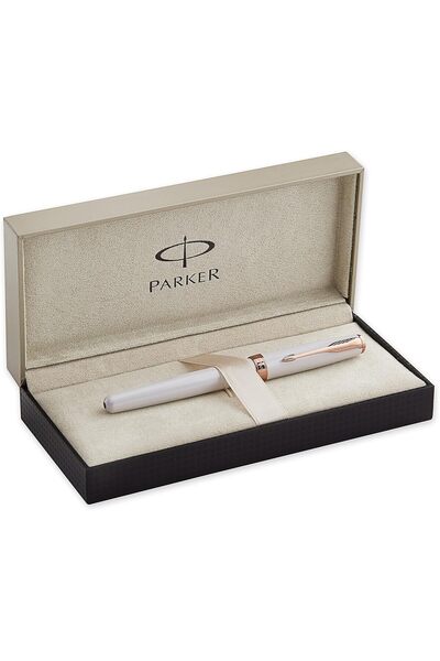 Parker Parker Sonnet Pearl Fountain Pen, Medium Solid Gold Fountain Pen with Black Ink (S0947370)-5830