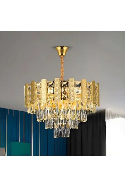 OEM PELES Nobile Crystal Chandelier 4xE14, Ø40cm, Glossy Gold, Adjustable Height