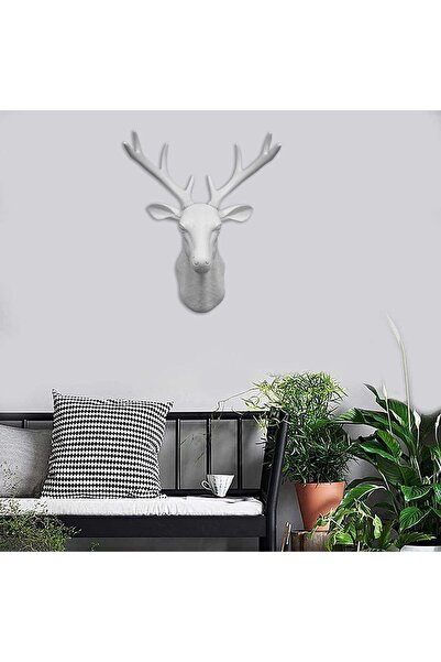 Other Wall decor with a faux deer head design, mounted in the shape of an animal head for wall decoration, white color.