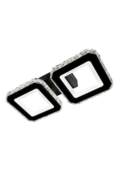 OEM QUADRIS Crystal LED Chandelier 24W, 2 Squares, Cool/Warm/Neutral, Dimmable, Black