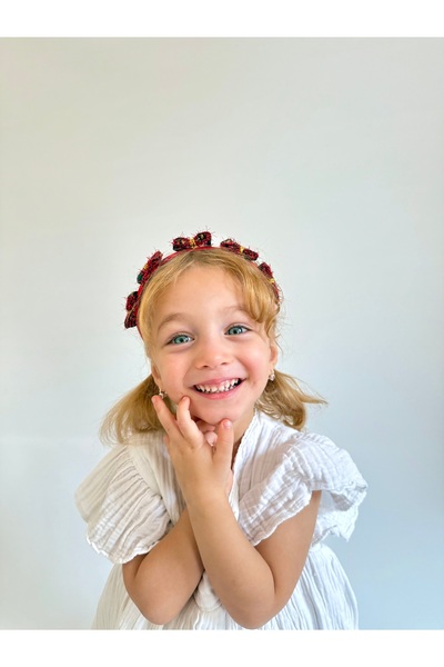 SAKLIDESİGN New Year's Theme Glitter Bow Model Children's Party Crown
