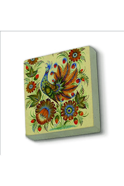 Souvenest زخرفة ثلاجة Magnetkrg-160 من الحجر الطبيعي المطبوع على شكل طاووس