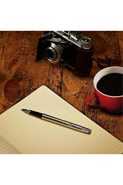 Parker Jotter Duo Gift Set – Ballpoint & Fountain Pen, Stainless Steel with Chrome Trim, Blue Ink