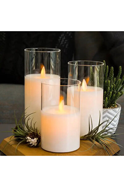 Grc Accessory Gerçek Alev Efektli LED Mum Seti (3’lü) – Kumandalı, Zaman Ayar...