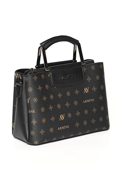 Armine 223 Geantă neagră pentru mână și umăr cu imprimeu