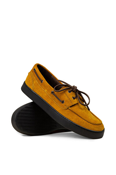Deery Men's Genuine Suede Yellow Casual Marine Shoes