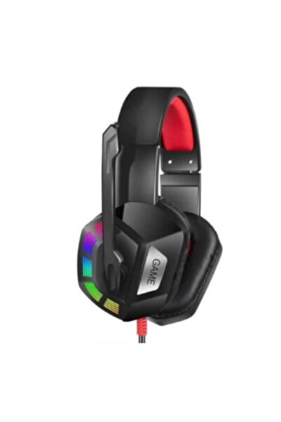 AOAS Gaming Headset, Illuminated, Microphone, USB & Jack, 2.2m Cable, Black