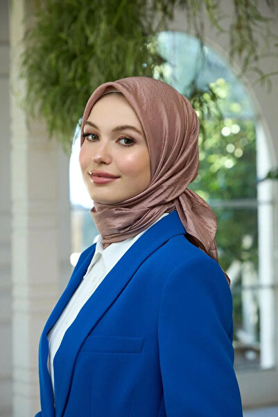 İpekhan Μαντήλι με απλό σχέδιο Voile Καφέ Μαντήλι από μετάξι βιζόν - 10100-08