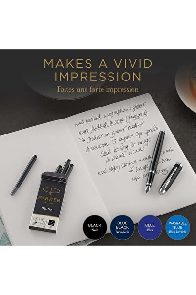 Parker Parker Quinck Fountain Pen Ink Cartridges - Long Size - 15 Pack - Black - 3599