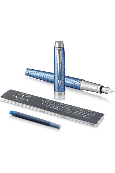 Parker IM Fountain Pen | Premium Light Blue with Chrome Trim | Medium Nib | Cartridge | Gift Box