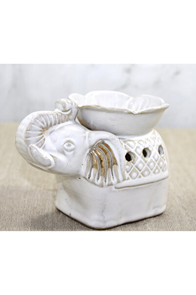 magicool White Ceramic Elephant Incense Burner