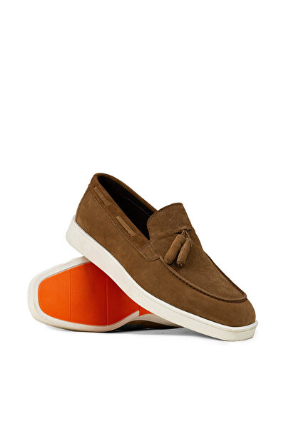 Deery Men's Genuine Suede Tan Color Loafer Shoes