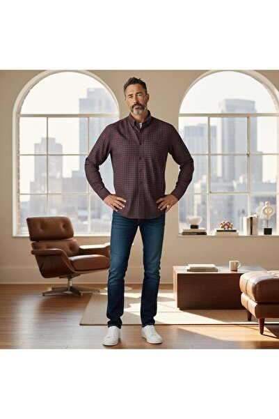 EREN STYLE Cămașă clasică pentru pădurar, 100% bumbac, cu mânecă lungă, care ...