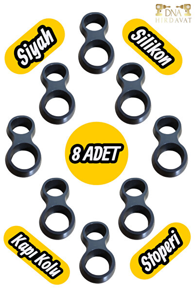 DNA HIRDAVAT 8 Adet Siyah Kapı Kolu Stoperi Silikon Duvar Koruyucu