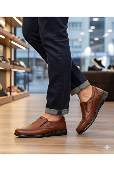 GÜR MODA AYAKKABI Inside and Outside Genuine Leather Orthopedic Leather Lining Laceless Loafers Daily Classic Shoes