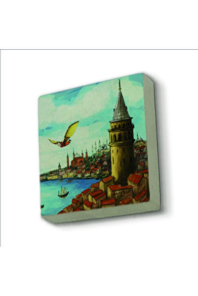 Souvenest برج جالاتا هيزارفين رحلة أحمد سيليبي مطبوعة من الحجر الطبيعي Magnet...