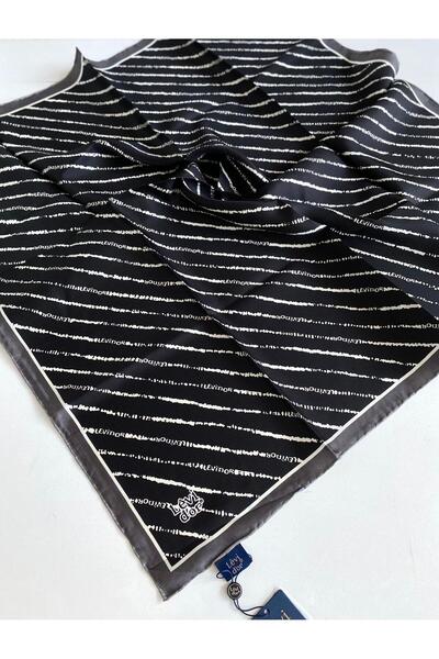Levidor Tivil Pure Silk Scarf 49684 Black Mixed Pattern