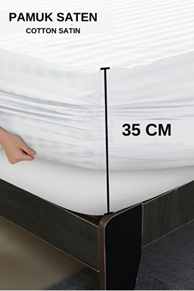 VESSİNOHOME Calmia Series Single Striped Satin Fitted Sheet - Soft, Shiny, Non-Slip Premium Fabric