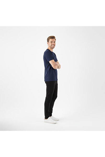 Let's Wear Men's Navy Blue 100% Cotton Breathable Crew Neck Premium T-Shirt