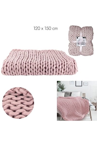OEM Knitted Thick Soft Warm Pink Blanket - 150 x 120 x 1 cm