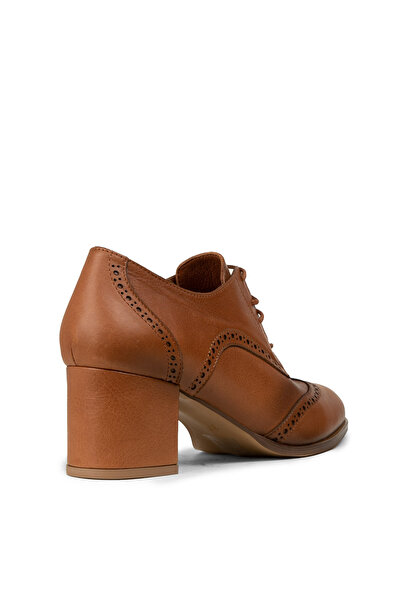 Deery Women's Genuine Leather Tan Casual Heeled Shoes