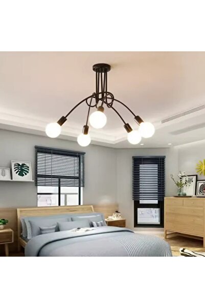 OEM Lustra Penta 5, Negru, 5x E27, 65x50cm, Design Modern