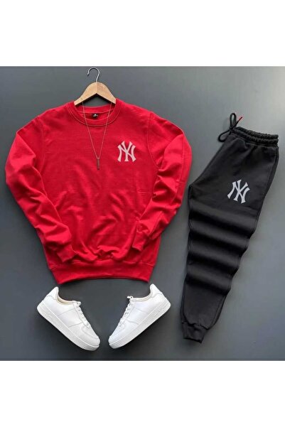 woonkey Unisex Bay Ny Printed Tracksuit Set Cotton 2-Piece Set