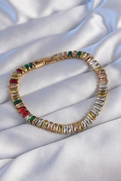 Clariss سوار HarmonyAura 316L من الفولاذ باللون الذهبي بتصميم ملون على شكل مس...