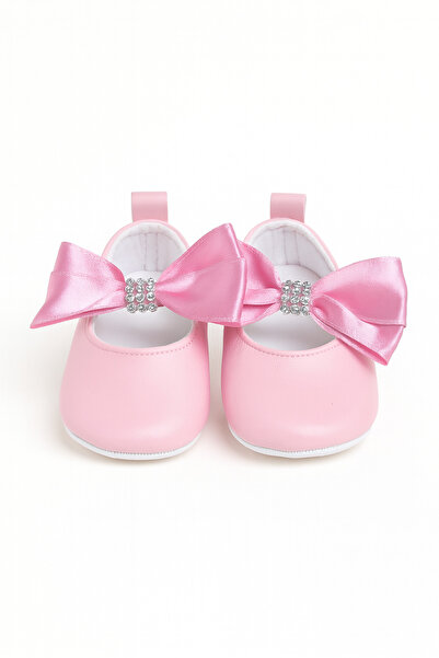 Sofame Baby Pembe Taş Detaylı Büyük Fiyonklu Bebek Babet Patik