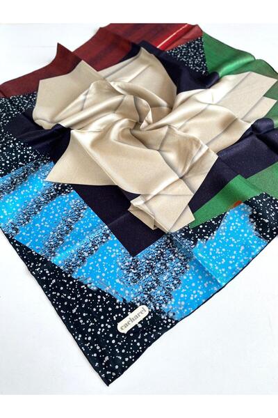 Cacharel Tivil Pure Silk Scarf 49683 Blue Mixed Pattern